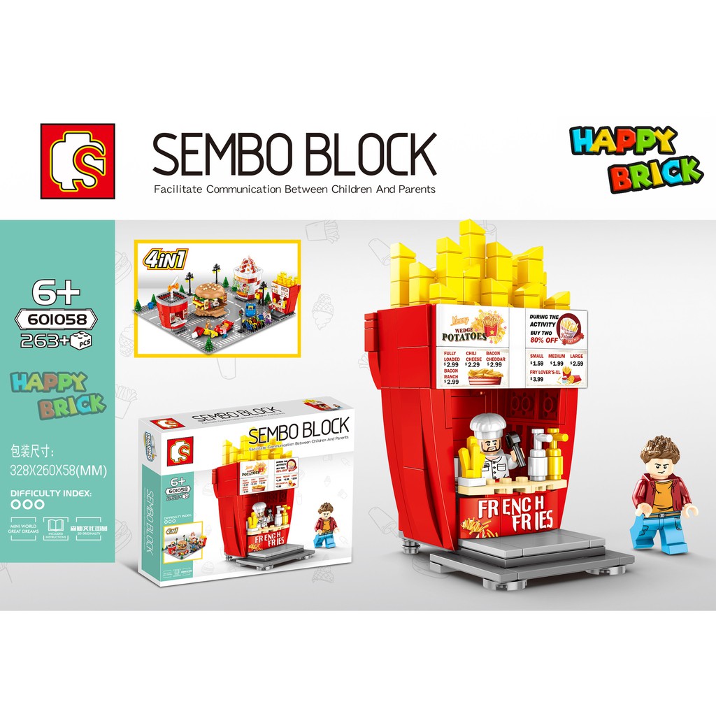 Đồ chơi lắp ráp lego - Quầy bán thức ăn nhanh Mini Street Shop (263 mảnh)