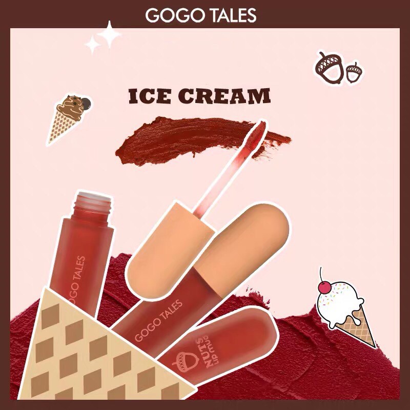 Son kem bùn GOGO TALES hạt dẻ mềm mướt mịn lì lâu trôi hot trend Ice Cream Lip Puree GOGO59