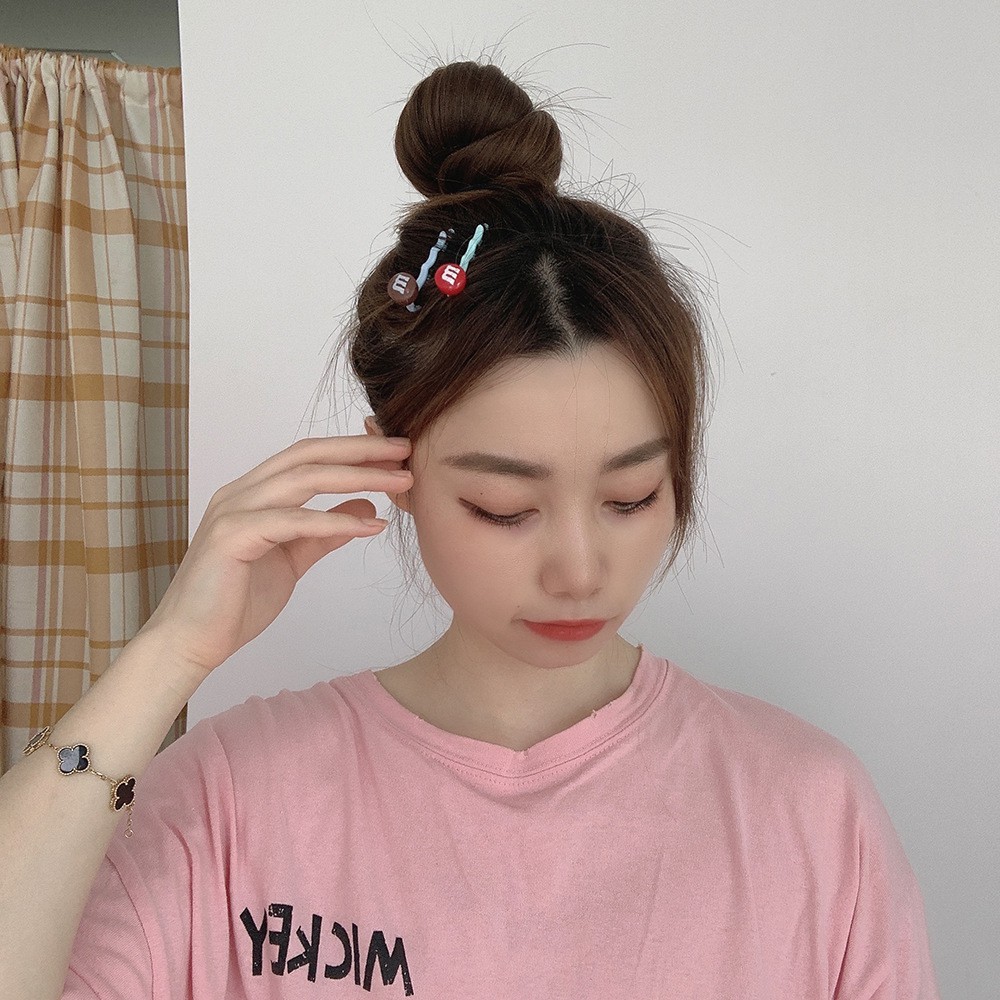 Kẹp tóc xước Hàn Quốc hình kẹo M&amp;M xinh xắn cho nữ