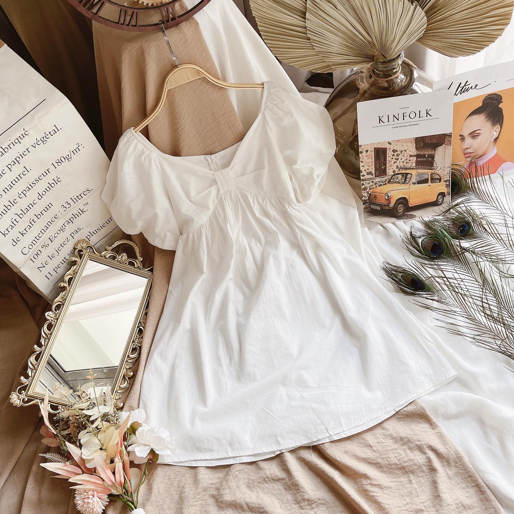 [Mã SKAMA06 giảm 8% tối đa 50K đơn 250K] ĐẦM TRẮNG TAY BỒNG NHÍU NƠ NGỰC | BigBuy360 - bigbuy360.vn