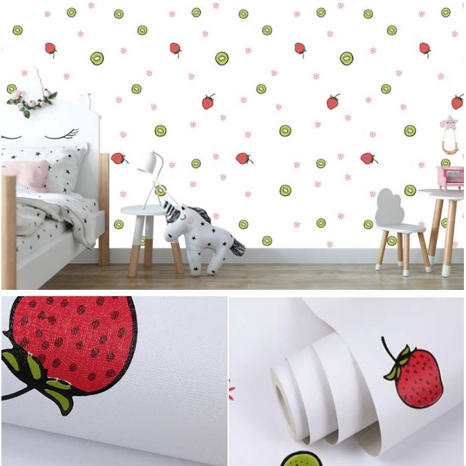 Decal giấy dán tường KIWI TRẮNG khổ 45cm keo sẵn