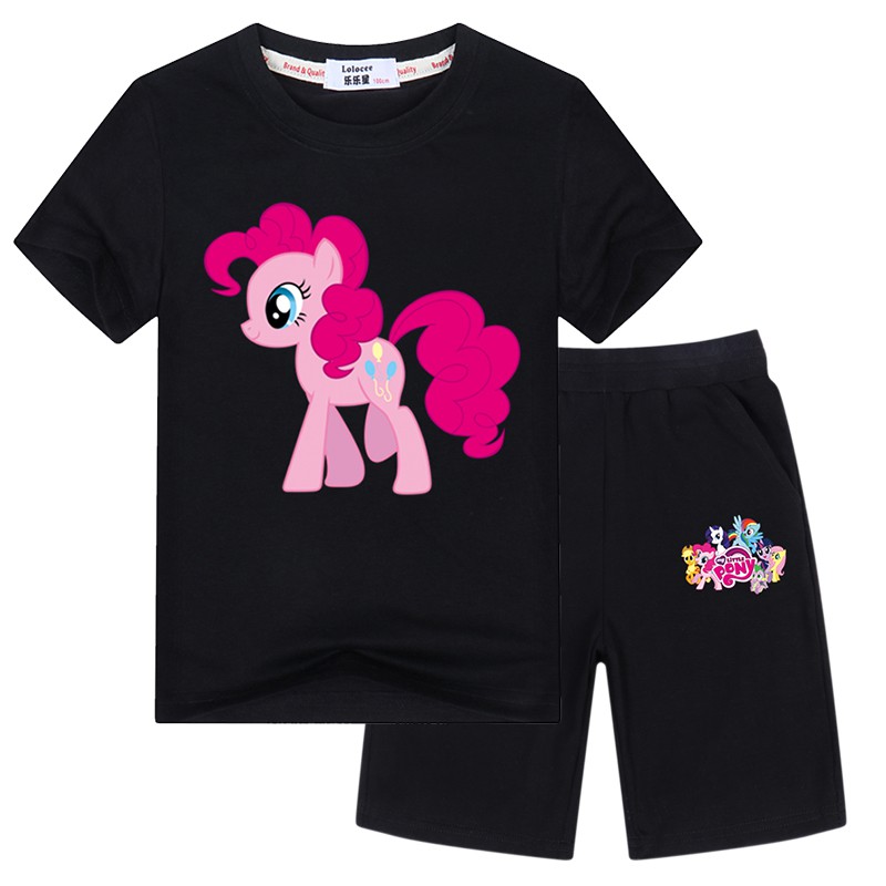 MY LITTLE PONY Bộ Đồ Gồm 2 Món Áo Thun + Quần Short In Hình Ngựa Con Cho Bé Gái