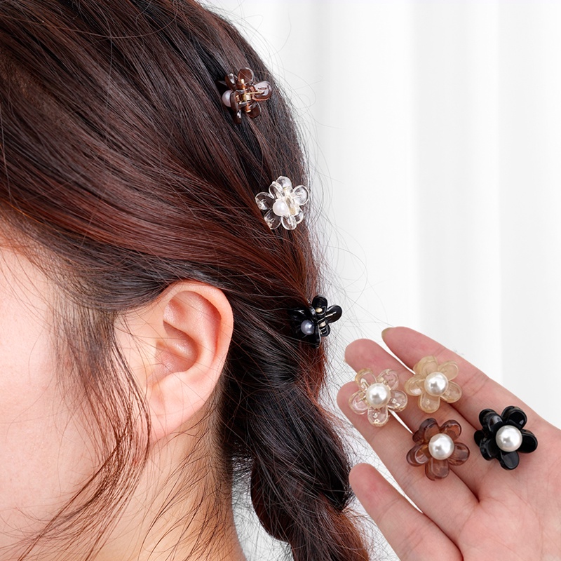 Kẹp Tóc Hình Hoa Năm Cánh Đính Ngọc Trai Nhân Tạo Dễ Thương Cho Nữ