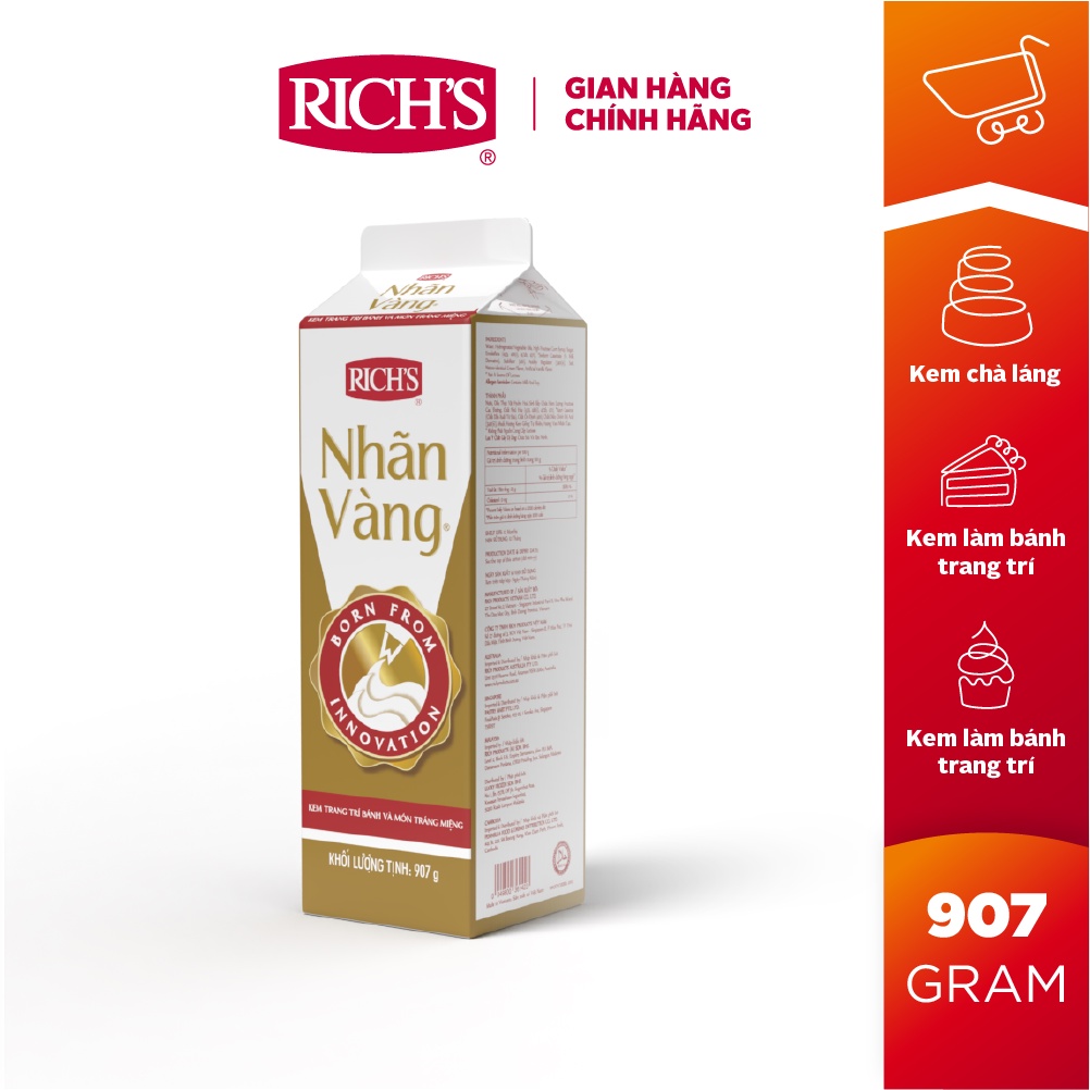 Kem Trang Trí Bánh Rich s Nhãn Vàng Gold Label 907g