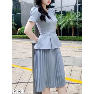 [XẢ KHO HÈ] [MẶC LÀ SANG] váy công sở chân váy xếp ly 1604-ảnh thật, video [TAS09 CHUYÊN VÁY THIẾT KẾ]