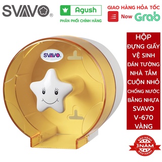 Hộp đựng giấy vệ sinh dán tường nhà tắm cuộn nhỏ SVAVO V-670 vàng chống nước đồ gắn nhà vệ sinh toilet bằng nhựa cao cấp