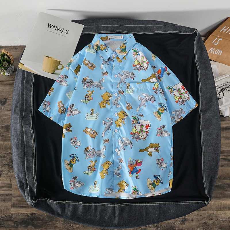 Áo Sơ Mi Tay Ngắn Dáng Rộng Thời Trang Mùa Hè Phong Cách Hip Hop Cho Nam size M-3XL