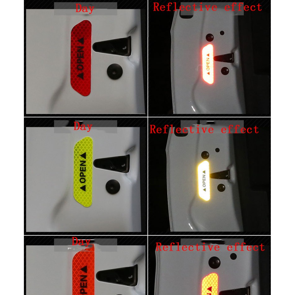 Set 4 miếng phản quang dán cảnh báo cửa xe ô tô nhiều màu tự chọn