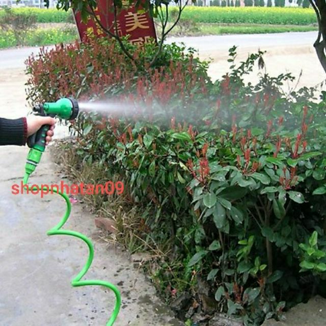 Bộ vòi xịt nước tưới cây đa năng 7 chế độ kèm dây tưới dạng lò xo co dãn DÂY RỬA XE , TƯỚI CÂY