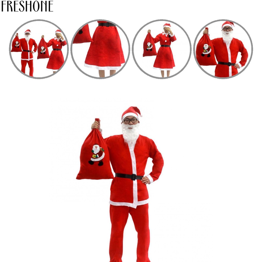 Bộ quần áo hóa trang ông già noel có mũ đội đầu mềm mại kèm thắt lưng