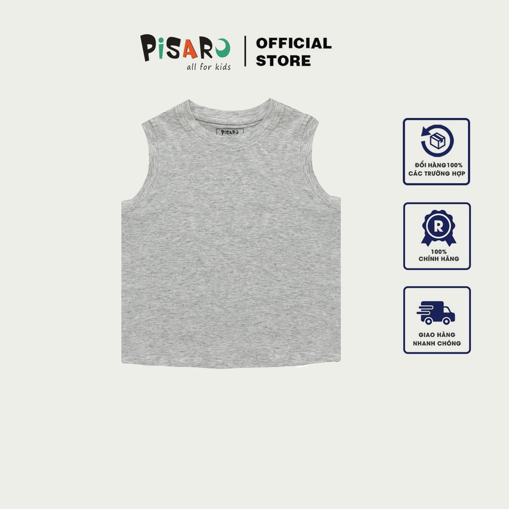 Áo ba lỗ bé trai bé gái PisaroKids 100% Cotton, áo thun trẻ em cao cấp co dãn mềm mịn