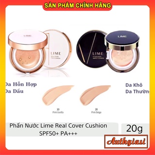 Phấn nước Cushion Cao Cấp Hàn Quốc LIME V Collagen Xanh / Real Cover Trắng đa năng căng bóng che khuyết điểm chống nắng
