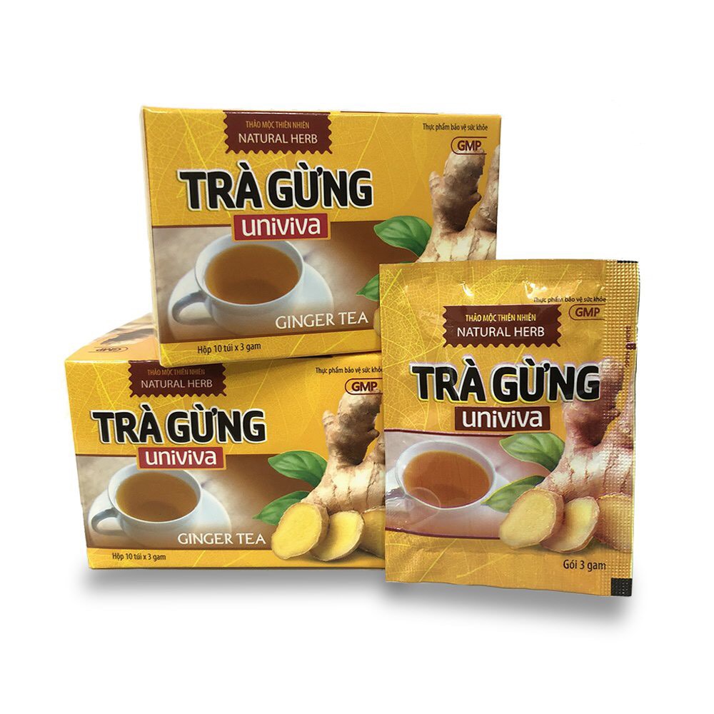 Trà gừng UniViva - Hộp 10 gói trà gừng tiện dùng, hiệu quả, an toàn - cvspharmacy