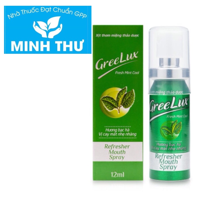 Xịt thơm miệng thảo dược GreeLux Fresh Mint Cool vị cay mát nhẹ nhàng (xanh lá) chai 12ml