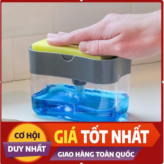 Hộp đựng dầu rửa bát chén DEAL SỐCHộp đựng dầu TẶNG kèm miếng rửa - Ấn lấy xà phòng thông minh, TIỆN DỤNG CHO MỌI NHÀ