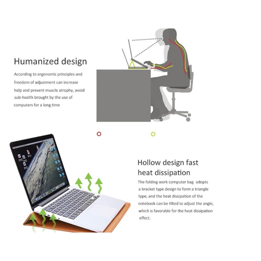 Túi đựng laptop da PU kiêm giá đỡ thích hợp cho iPad Air Pro Huawei HP Asus 11 12 13 14 15 16.2 inch