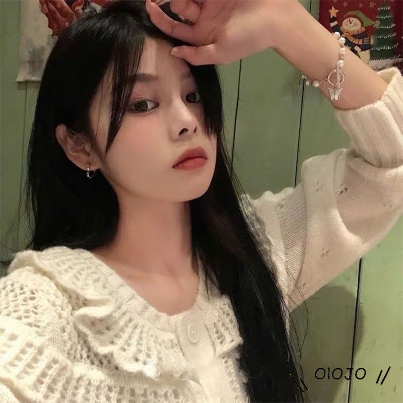 🌼Vòng tay chuỗi hạt ngọc trai nhân tạo mặt hình bướm cổ điển thời trang Hàn Quốc