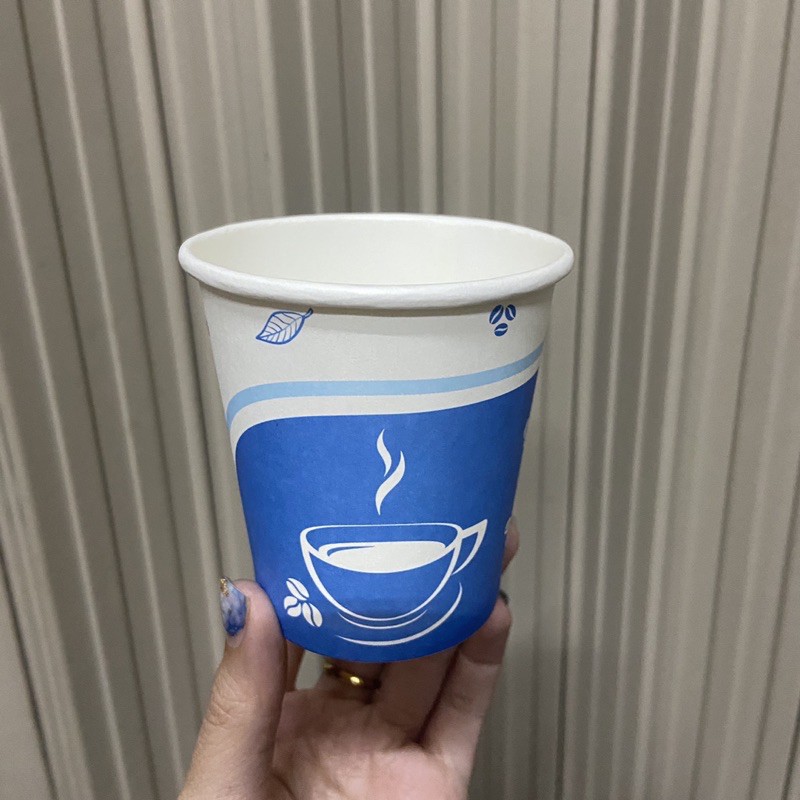 50 ly giấy 240ml ~ 8oz nắp đen phong cách Hàn Quốc New Day Mocha hình trắng đen nâu xanh dùng 1 lần - Paper cup