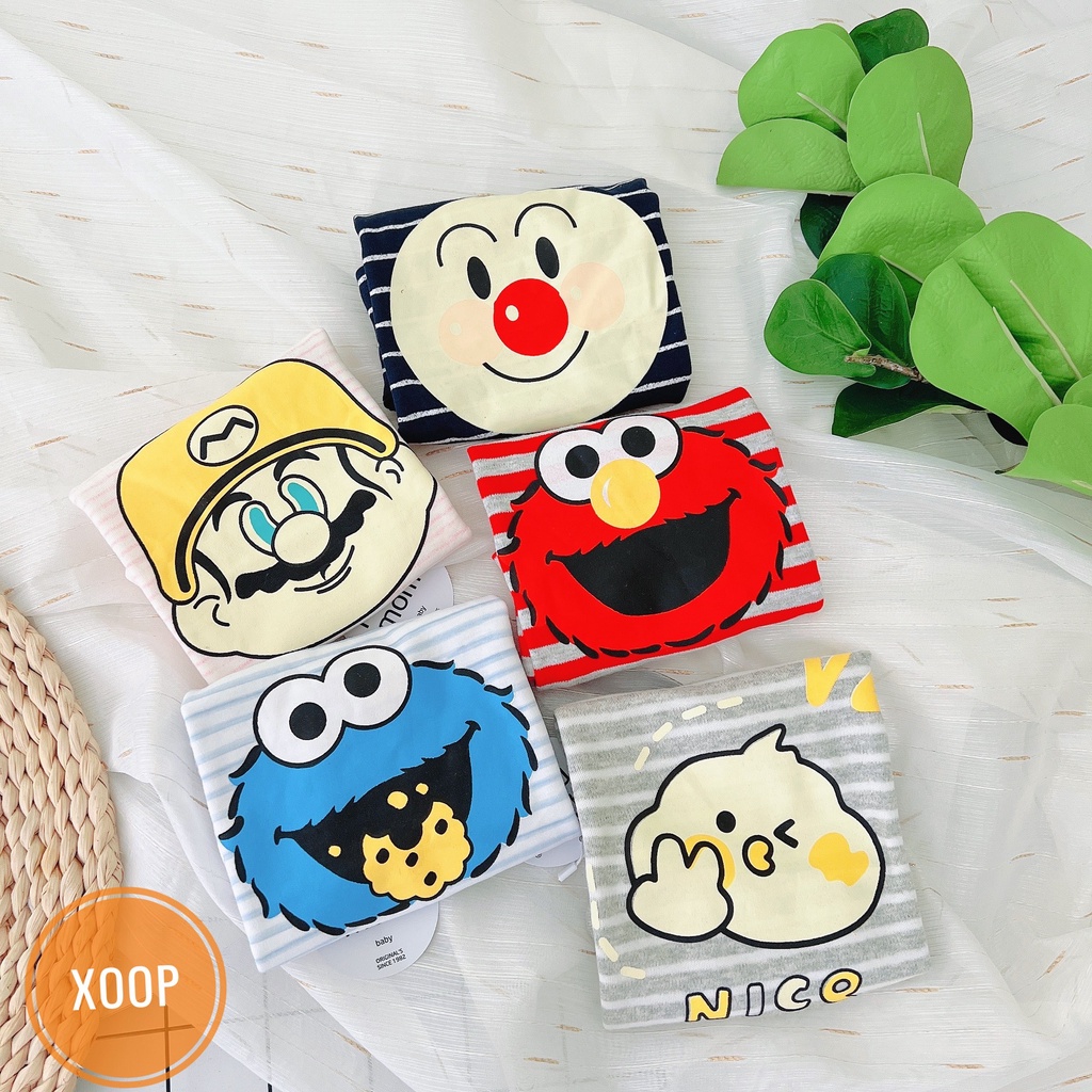 Sale !!! Bộ cộc tay cotton xuất dư kẻ in họa tiết  mặt hề cho bé  Shop Phúc Yến