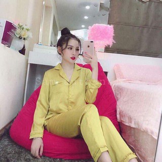 Bộ lụa bèo satin tay dài quần dài
