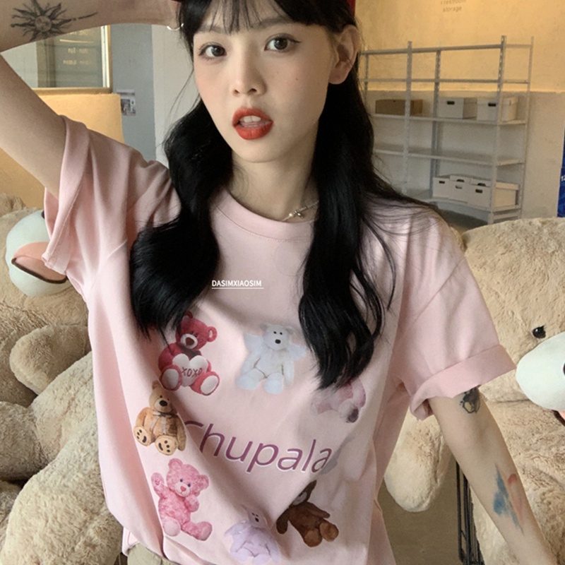 NRVP Áo Thun Cotton Tay Ngắn Cổ Tròn Màu Trơn Thời Trang Dành Cho Nữ