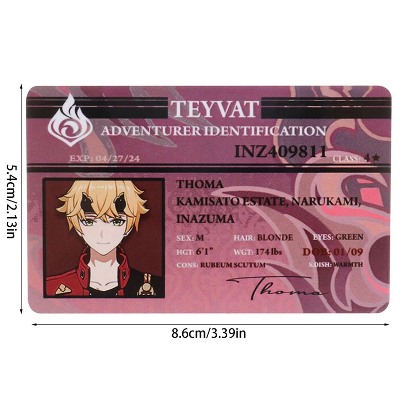Thẻ Hình Nhân Vật Anime Genshin Impact Id Bằng Pvc