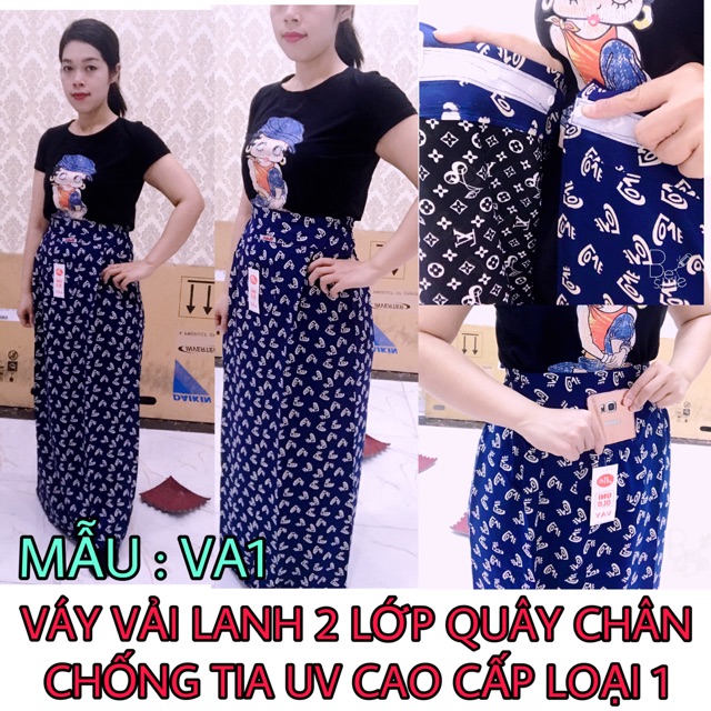 VÁY VẢI LANH 2 LỚP QUÂY CHÂN CHỐNG TIA UV CHỐNG NẮNG CAO CẤP LOẠI 1 FREESIZE