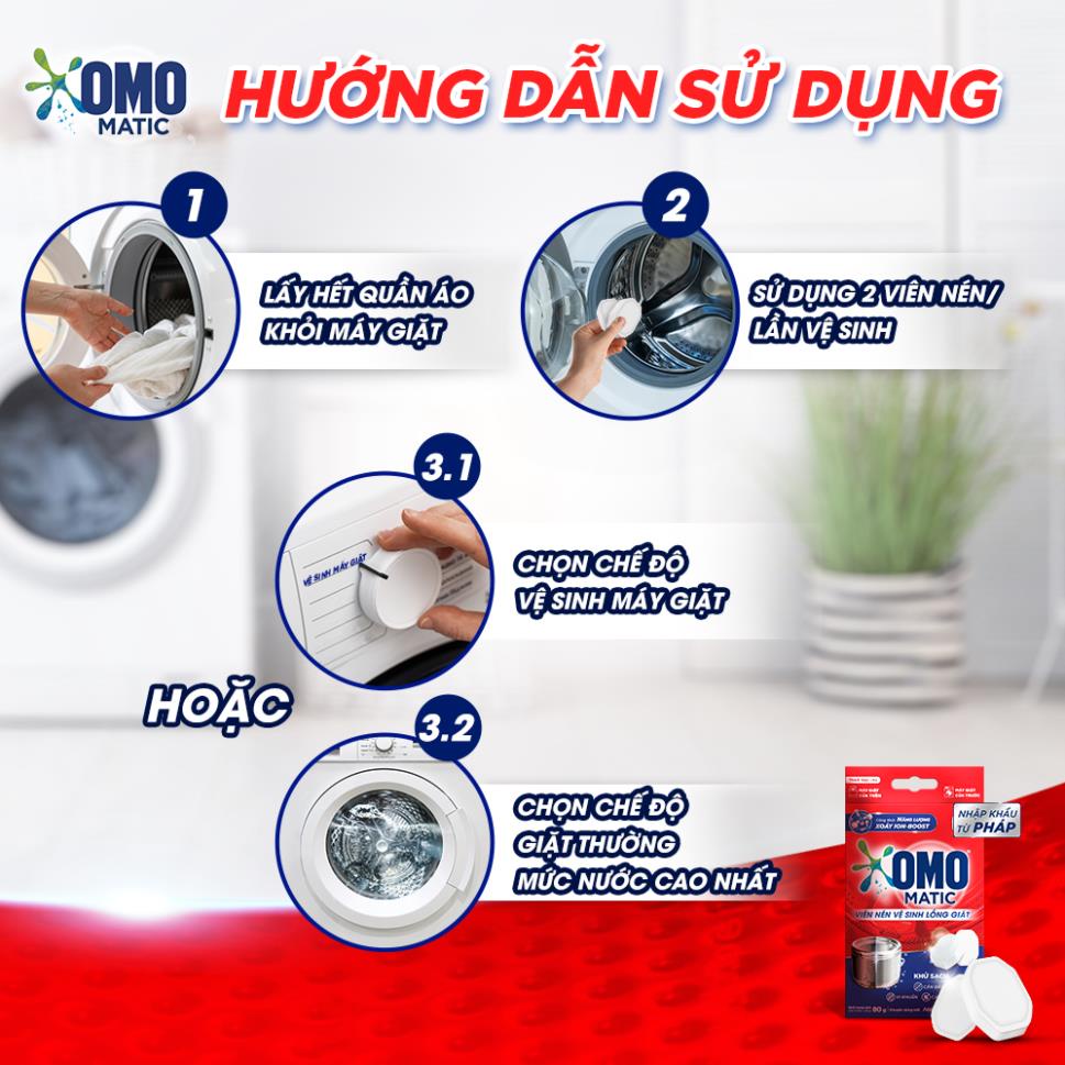 Combo 8 Viên Nén Vệ Sinh Lồng Giặt OMO Matic (20gr/viên)