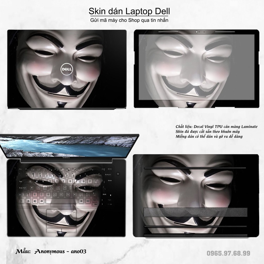 Skin dán Laptop Dell in hình Anonymous (inbox mã máy cho Shop)