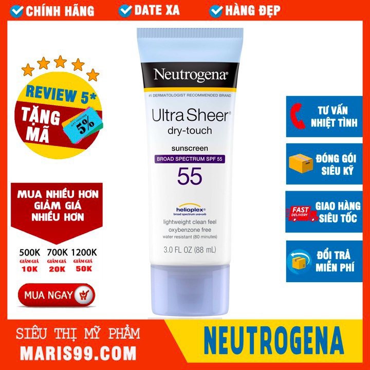 Kem Chống Nắng Neutrogena Ultra Sheer Dry Touch SPF 55 (88ml) _ NTG005CN