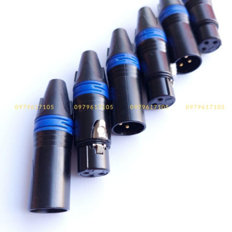 Jack canon xlr, jack canon đực cái, xanh đen chân mạ vàng 4 chiếc  A.Chảy