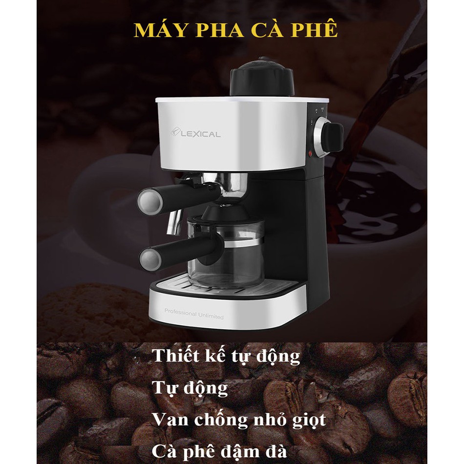 CHÍNH HÃNG - Máy pha cà phê LEXICAL automatic, bảo hành 12 tháng