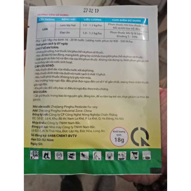 Thuốc trừ bệnh đạo ôn, khô vằn trên lúa - Starmonas đặc trị khô vằn, đạo ôn lá, đạo ôn cổ bông, vàng lá gói 18gr