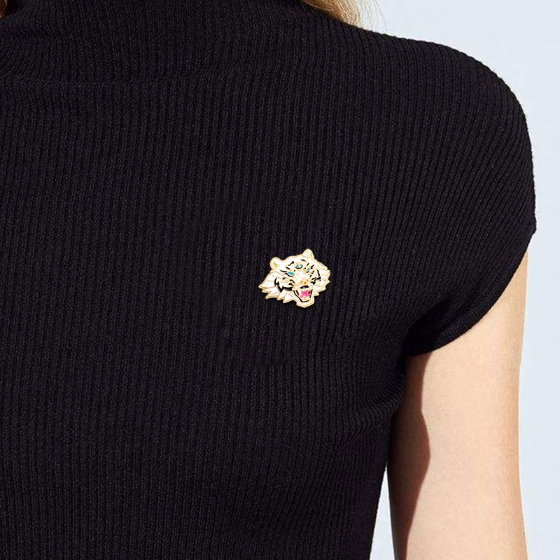 Ghim Cài Áo Hình Đầu Hổ Ba Mắt Sáng Tạo Thời Trang