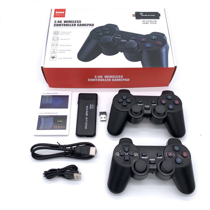 [Game stick 4K] Máy Chơi Game 4 Nút HDMI Không Dây Hơn 10.000 Trò Chơi, Máy Chơi Game  ATARI / PS1 / FC / GBA / SFC