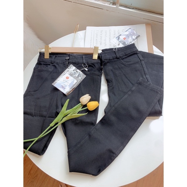 Quần Jeans Mềm Nữ Skinny Lưng Cao, Quần bò nữ ôm cạp cao màu đen Co Giãn Tốt, Tôn Dáng