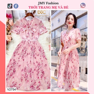 V2754 [kèm ảnh thật + video sản phầm] Váy voan hồng hoa nhí cổ nơ dễ thương - (DVC&ACC) Dolce viva colection