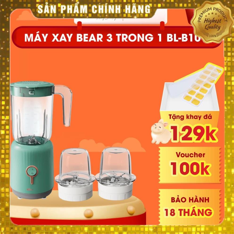 Máy Xay Sinh Tố Đa Năng 3 Cối BEAR Xay Thịt, Xay Đồ Khô, Xay Đồ Ăn Dặm Công Suất Lớn BL-B10V2 BIN