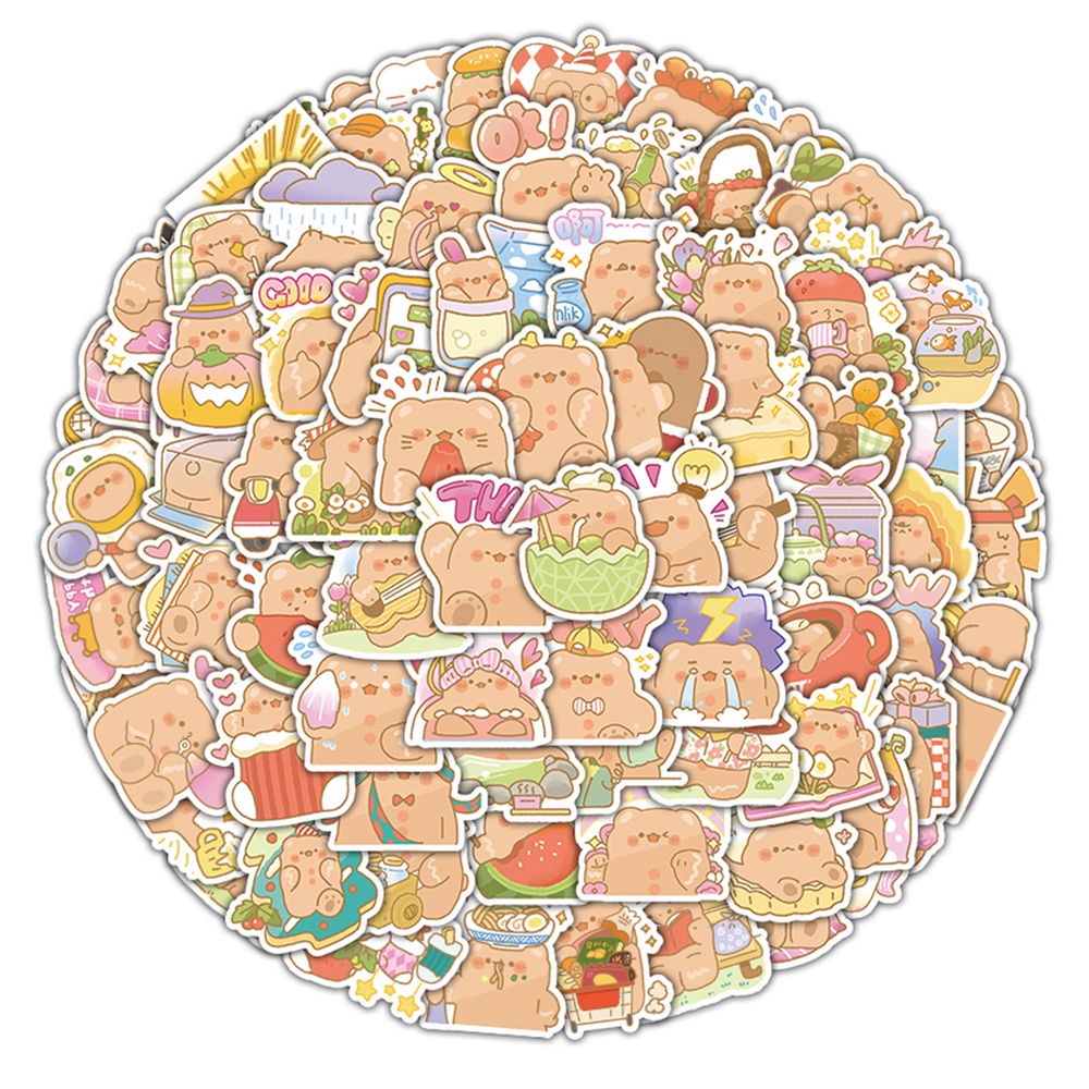 Bộ 120 / 60 Miếng Dán Trang Trí Bình Nước / Laptop Hình Gấu Dễ Thương