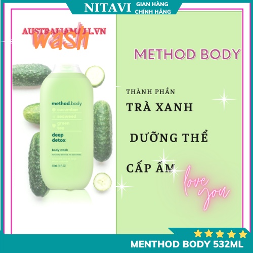 sữa tắm method body Oganic - method body wash Úc dưỡng ẩm lưu hương 532ml