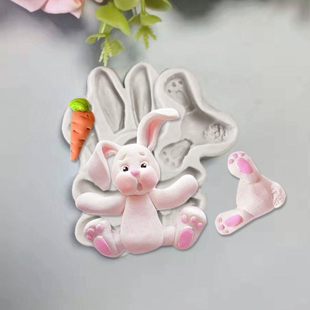 Khuôn Làm Kẹo Đường / Sô Cô La Hình Thỏ Phục Sinh Hoạt Hình Trang Trí Bánh Kem