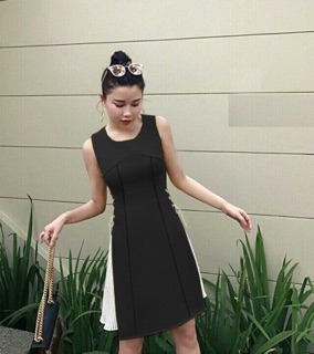 Đầm Xẻ Tà Phối Dập Ly