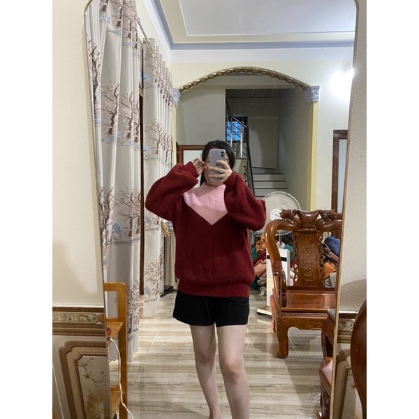 Áo len nhung dáng rộng tay bồng, dày dặn độ mới 99,99%