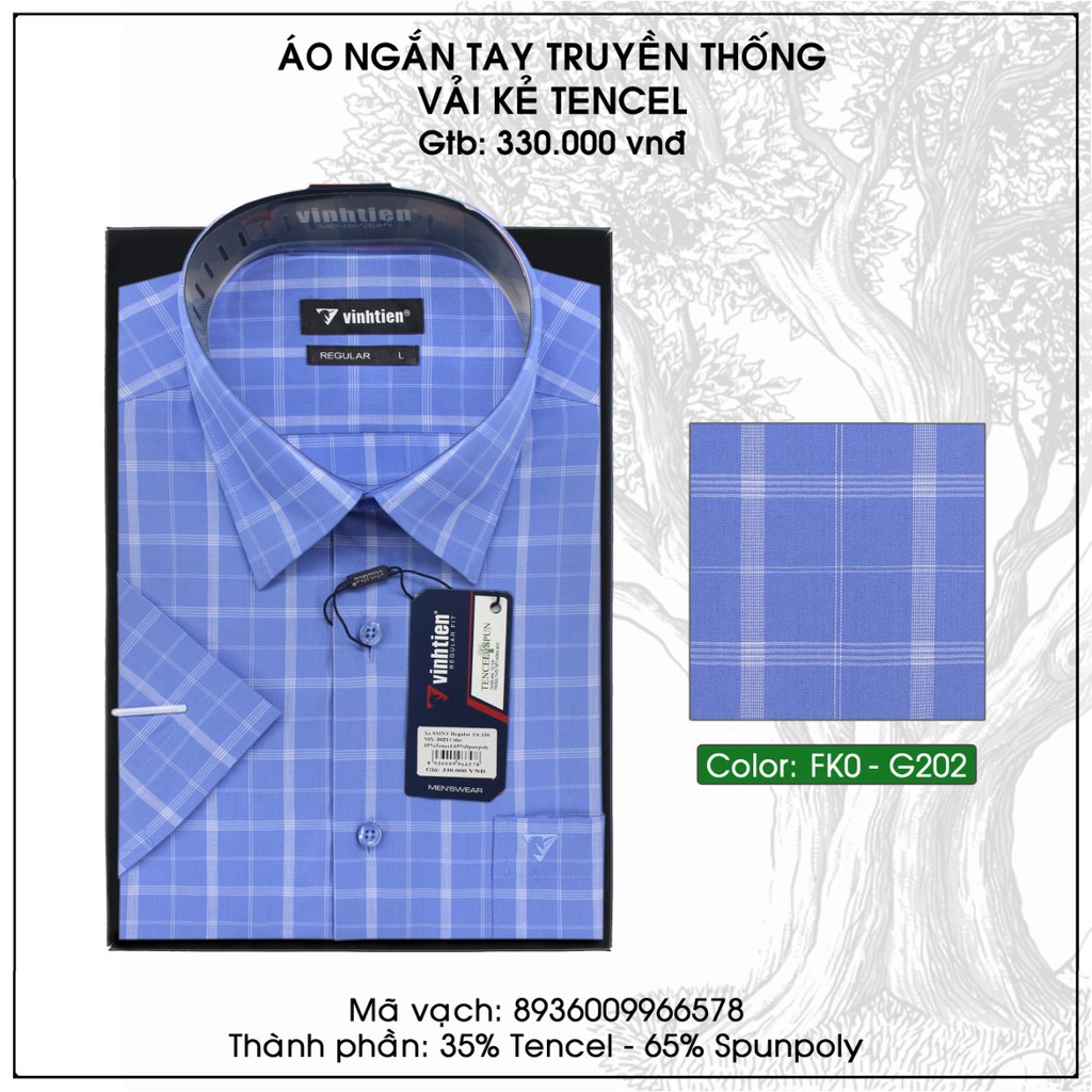 Áo Sơ Mi Ngắn Tay Dáng Regular Vĩnh Tiến Caro AC330