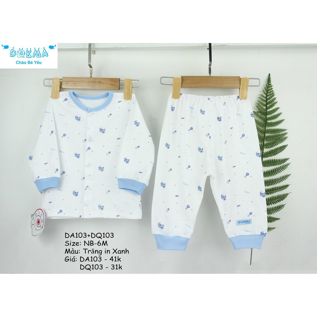 [FREESHIP] Bộ quần áo cho bé/trẻ sơ sinh cotton dài tay cài giữa Dokma DB103