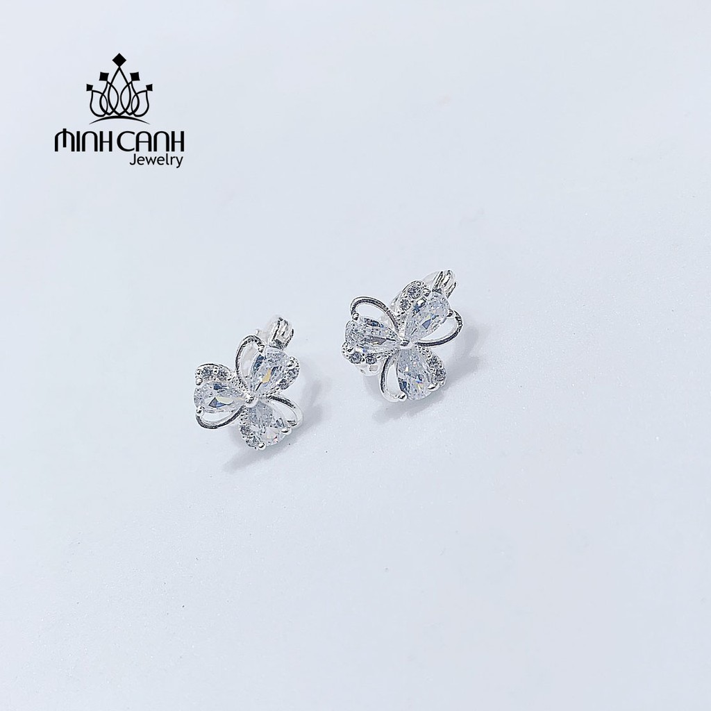 Bông Tai Bạc Bấm 3 Đá - Minh Canh Jewelry