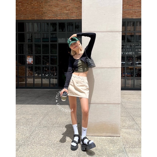 Chân váy nữ &quot;must have item&quot; chất jean ngắn 2 lớp dáng basic trẻ trung MIEU - JJL04