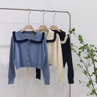 Áo len nữ cổ bẻ dài tay thời trang