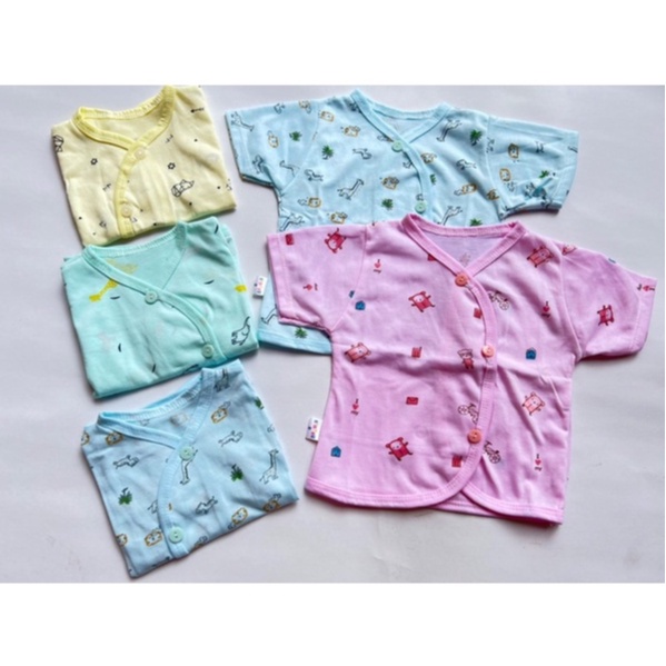 [ HÀNG MỚI VỀ ] Áo chục cộc tay cotton in hinh cho bé sơ sinh từ 3-8kg