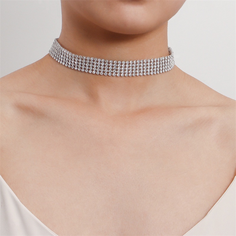 Vòng Cổ Choker Ngắn Nhiều Lớp Đính Đá Toàn Diện Cá Tính